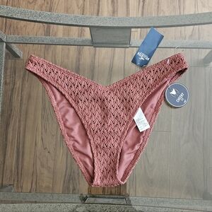 Hollister Crochet-Style High Leg Cheeky Bikini Bottom | Terracotta - NWT